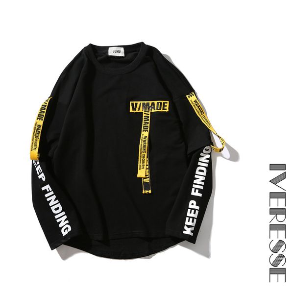 

yellow and red ribbons tag hoodies sweatshirts white for men letter off male black casual hip hop sport boy men's pullover
