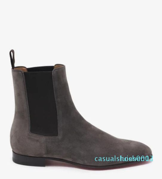 

мужская короткие сапоги марка red bottom roadie плоский для мужчин ботильоны черный / коричневый / серый замша матовый натуральная кожа скол, Black