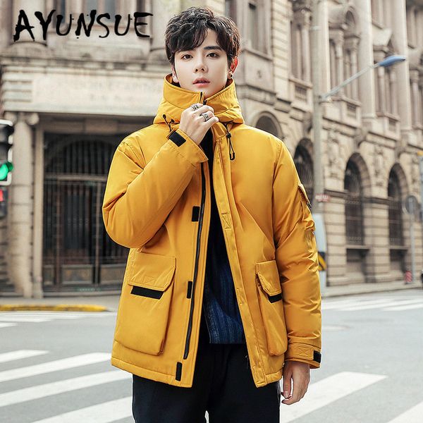 

ayunsue white duck down jacket men korean winter coat men puffer jacket down coat warm parka abrigo lwks-zc yy1471, Black