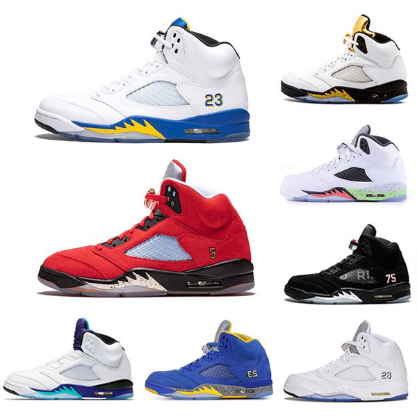 

High quality Michigan Inspire Wings Laney 5s Mens Basketball Shoes 5 Trophy Room grape Fire red OG black white cement men Sports Sneakers