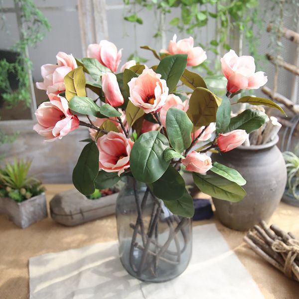 

simulation plant leaves fake magnolia garden bouquet artificial flowers party decor office wedding decorations home diy