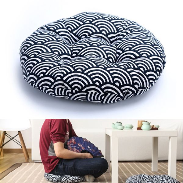 

43x43cm round cushions soft cotton seat cushion breathable plaid cloud sea prints tatami cushions pillow for car sofa home decor