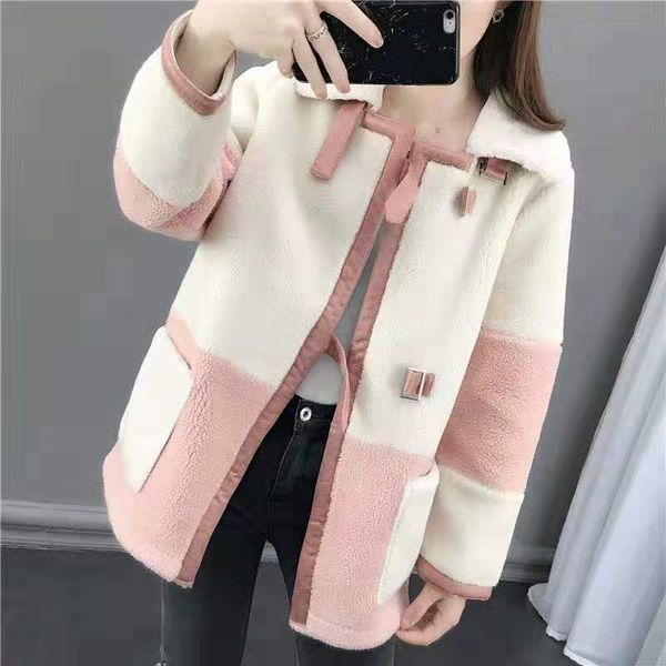 

elegant faux fur coat women fashion autumn winter warm color fur jacket female plush coats casual outerwear coat female, Black