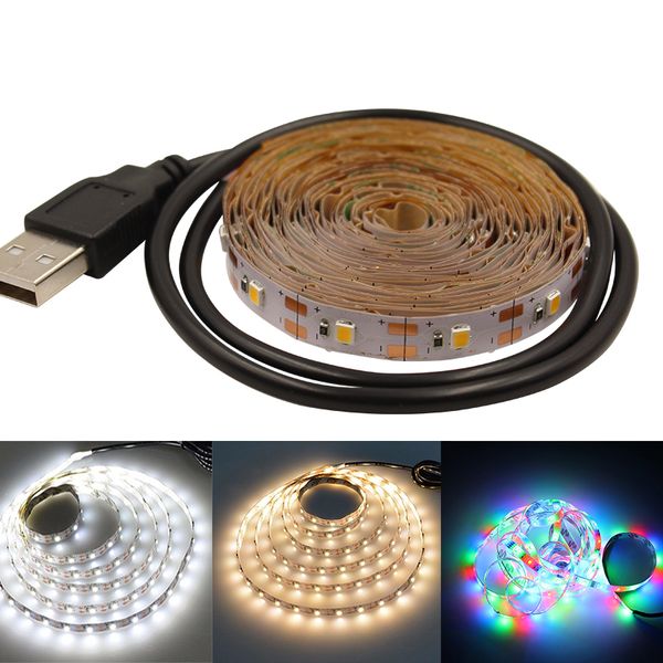 

5v usb светодиодная лента smd2835 rgb гибкая диод лента теплый белый не водонепроницаемый телевизор фон свет украшения