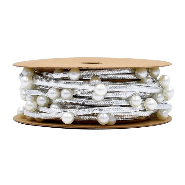 

3m christmas ribbon with beads pearl rope jewelry gifts case diy craft decor, Black