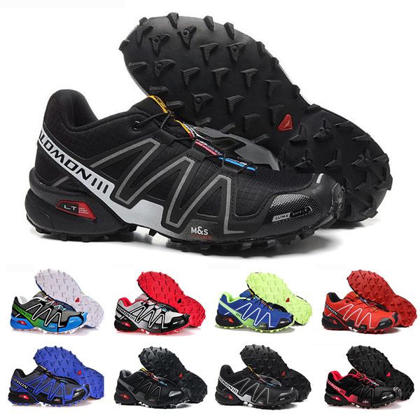 

speedcross 3 iii mens designer shoes 2019 utility outdoor fashion utility camping hiking athletic shoes triple black white sand camo sneaker, White;red