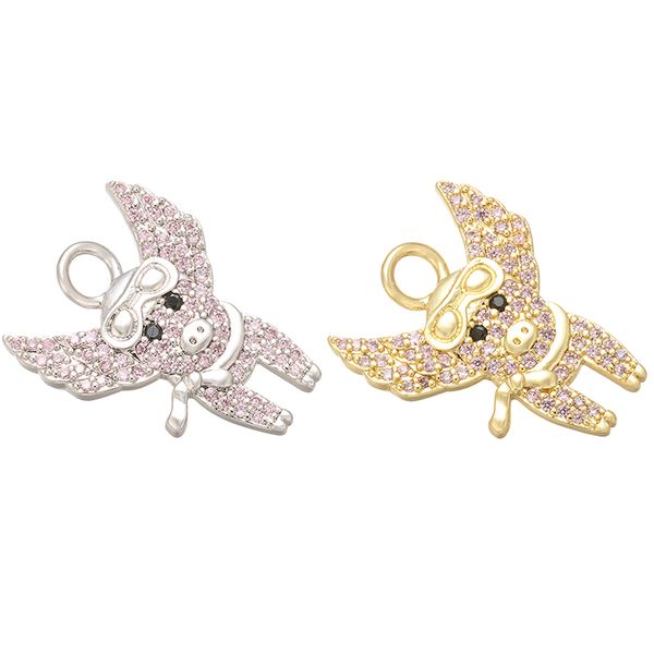 

zhukou 16x20mm fashion small flying pig pendant for women necklace earrings jewelry accessories model: vd496, Bronze;silver