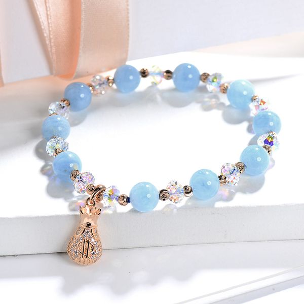 

female silver fortune bag, korean version, simple personality transfer, strawberry crystal bracelet, pearl net red, Golden;silver