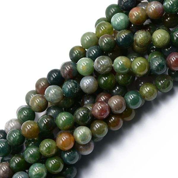 

природный fancy крови индийского агатовые круглый gemstone loose бусы 15 дюймов / 10мм, Silver