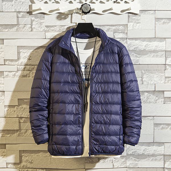 

2020 winter down coat men's short light down jacket white duck, Black