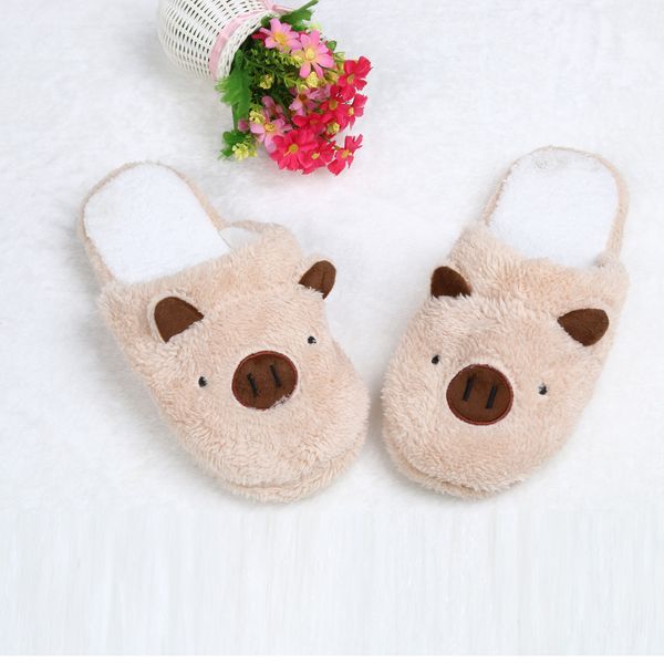 

2019 women's slippers with fur winter casual shoes lovely pig home floor soft stripe slippers female shoes keep warm 25 t10, Black