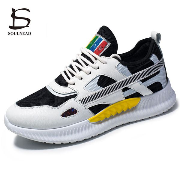 

2019 spring autumn new men's running sport shoes outdoor thick bottomed sneakers man casual shoes pu+mesh breathable size 39-44
