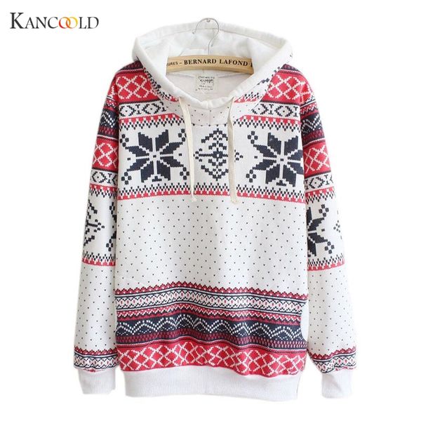 

2017 women christmas snow hoodie sweatshirt jumper hooded pullover femme hoodedsweatshirts sportswear pullover drop ship gby, Black