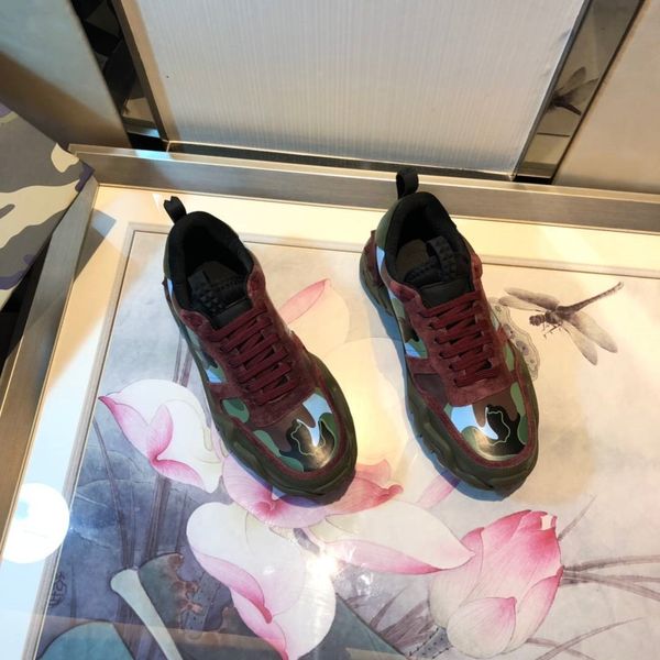

luxury design shoes triple plate-fome red bottoms warm genuine leather army green fashion lace-up shoes fast shipping, Black