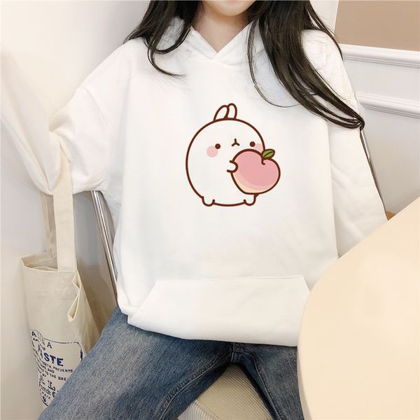 

harajuku cartoon print cute hoodies women long sleeve loose sweatshirt autumn winter pullover vintage bag tracksuit clothes, Black