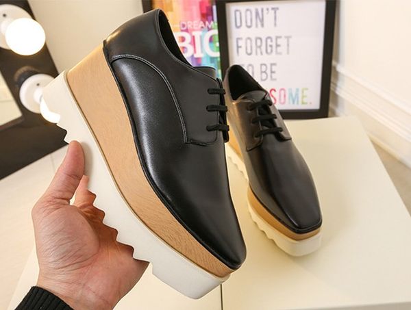 

stella platform heel shoes thick bottom fashion stella elyse platform elyse star shoes britt wedge lace-up high heel stella shoes 33-41, Black