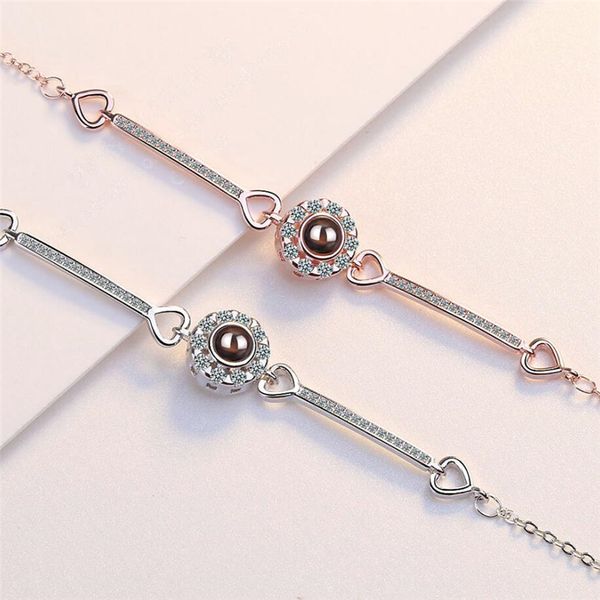 

sole memory 100 languages i love you projection visible circle 925 sterling silver female resizable bracelets sbr209, Black