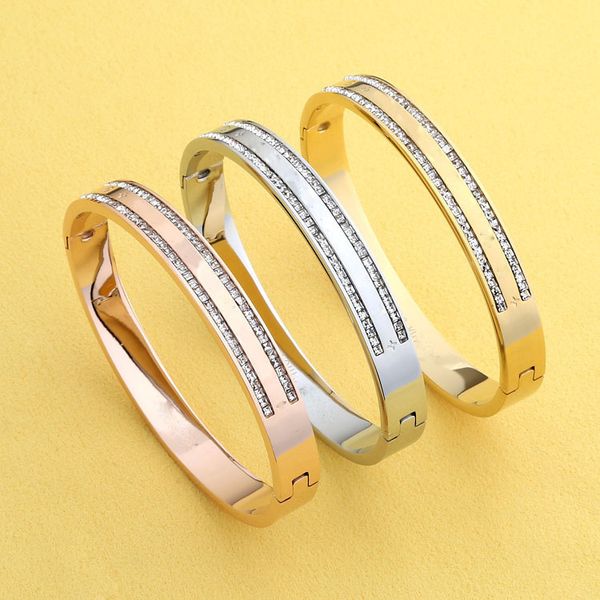 

2020 fashion steel jewelry wholesale v bracelet on both sides of the side diamond designer cuff bracelet couple louis bracelet, Black