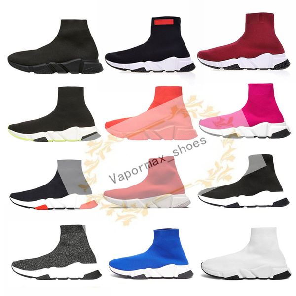 

2019 speed trainer black red white flat luxury socks shoes girl fashion platform casual shoes men women designer sneakers size 36-45