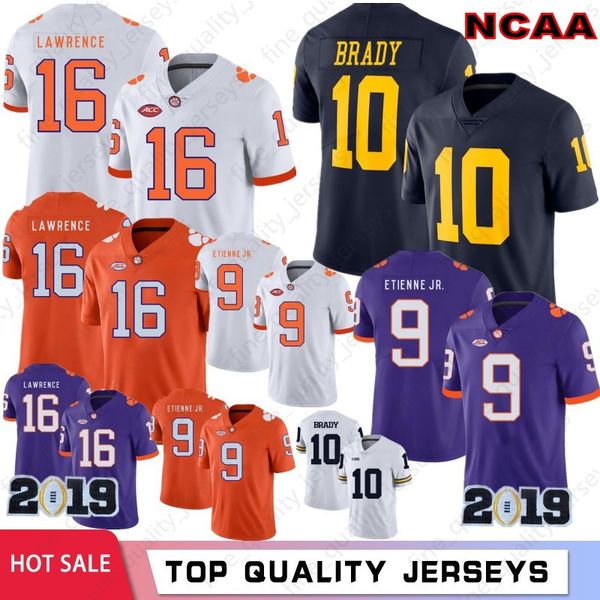 

16 Trevor Lawrence Mens College Football Jerseys 9 Travis Etienne Jr. 2019 Patch Clemson Tigers College NCAA 10 Tom Brady Wolverines New