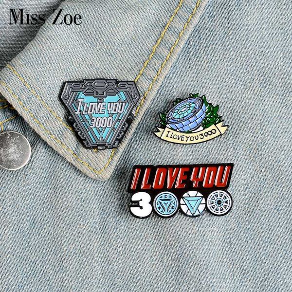 

i love you 3000 enamel pins custom hero brooches lapel pin shirt bag tony stark has a warm heart badge jewelry gift fans friends, Gray