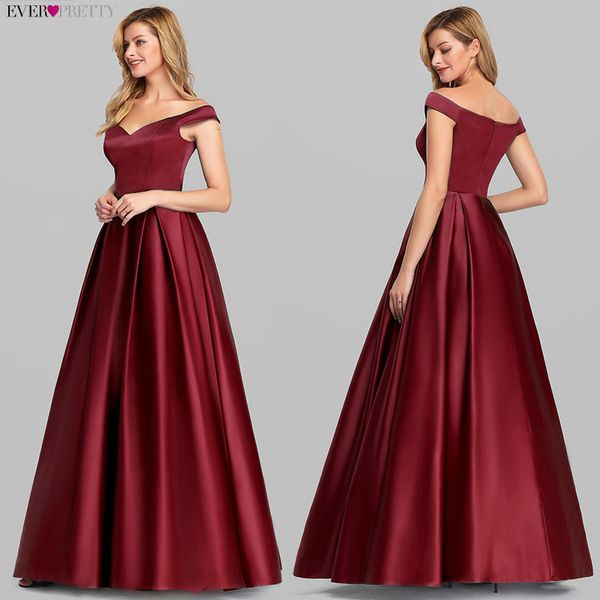 

navy blue elegant women long prom dresses 2020 ever pretty satin a-line v-neck off the shoulder vintage formal party dresses, Black;gray