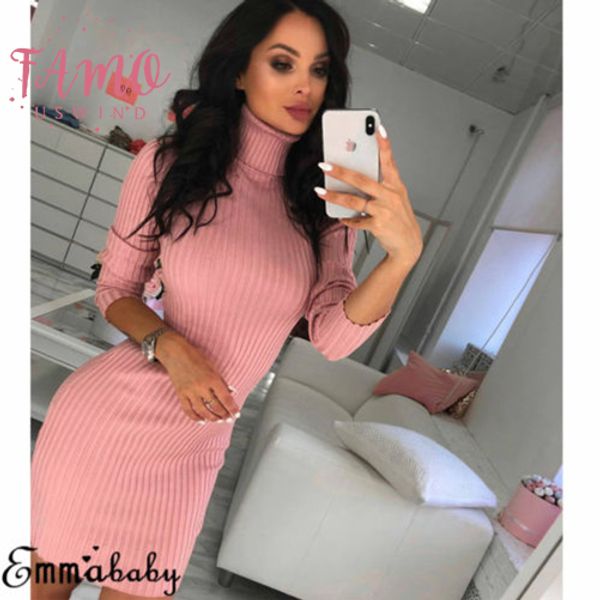 

vintage women lady winter warm long mini dress jumper sweater bodycon dress knitted pullover knitwear new, Black;gray