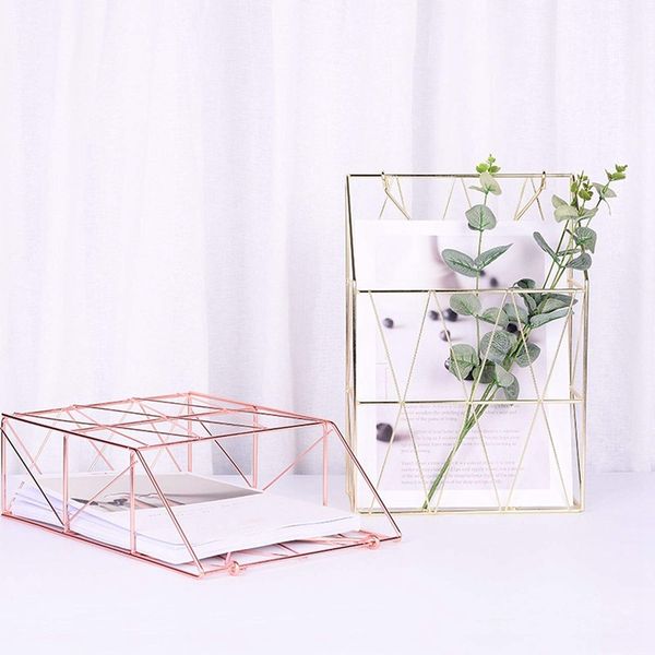 

storage basket nordic metal net storage basket wall hanging portable multifunction rose gold storage basket desk magazine organi