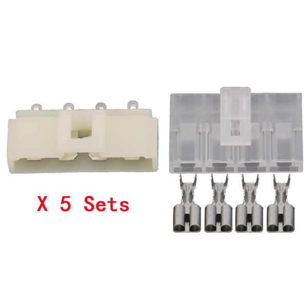 5 Sets 4-poliger Kfz-Stecker und Buchse, Kfz-Stecker, Anschlussklemme, geformtes Gehäuse, Steckerfeder, DJ70415-6.3-11/21