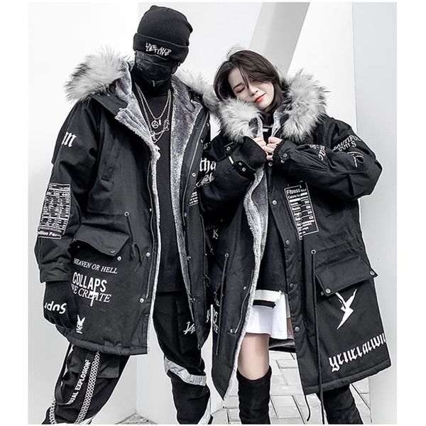 

winter men parka jacket coat male thick cotton-padded jacket parka coat male fashion fashion coats, Black