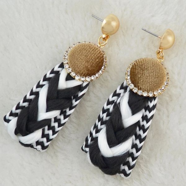 

3 colors women knitting suede rhinestone gold plated earrings, Silver