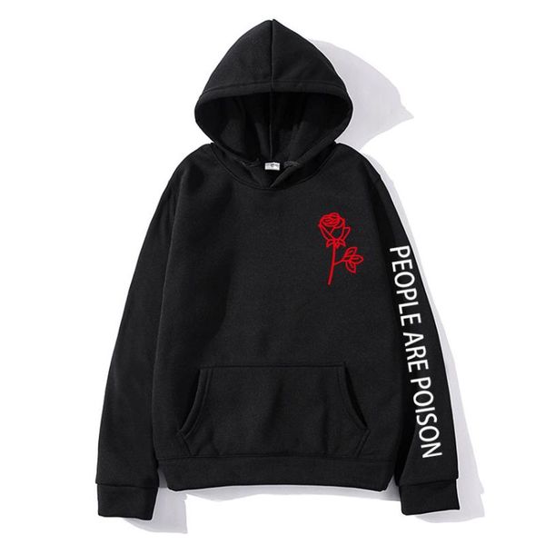 

fashion hoodies men 2020 autumn winter harajuku poison rose print hoodie male women hip hop streetwear clothing, Black