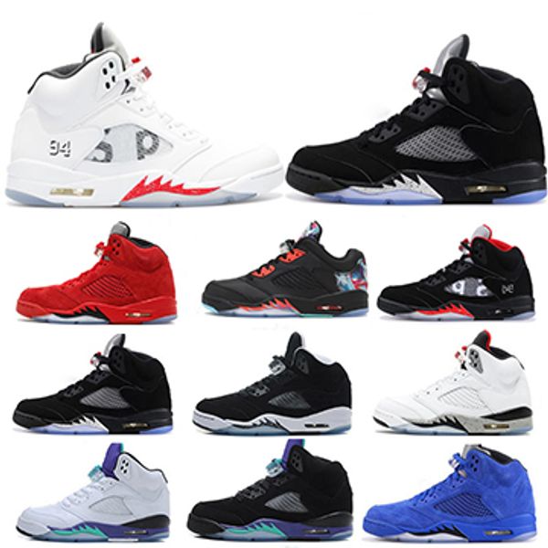 

2019 mens 5 5s basketball shoes black white blue cement olympic metallic fire red mens basketball shoes designer sneakers trainers 7-13, White;red