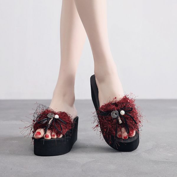 

2019 summer flat platform shoes woman casual shoes woman slippers women home slippers flip flop claquettes femme chaussure, Black