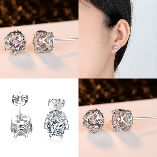 

nail concise ornaments small ornaments round zircon ear nail stud earrings women double sided earrings designer dangle earrings jewelry, Silver