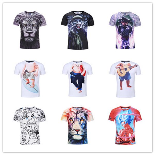 

дизайнерские мужские рубашки 3dt по лев цифровой животных печать коротким рукавом и пару с коротким футболка, White;black