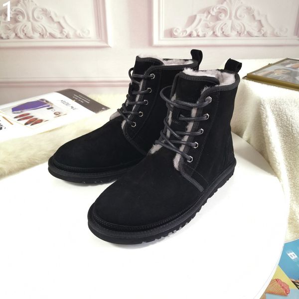 

winter boots men's snow boots men's shoes fashion flat winter boots ankle boot cow suede warm booties 2019 new mens shoes 222, Black