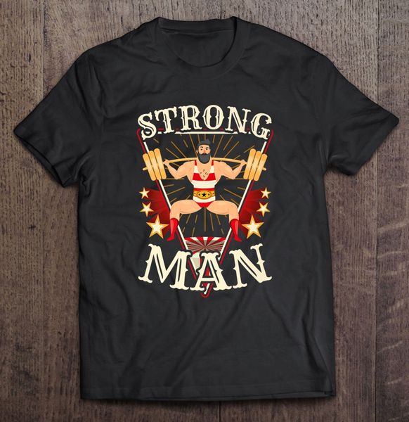 

strongman squat vintage circus version tshirts, White;black