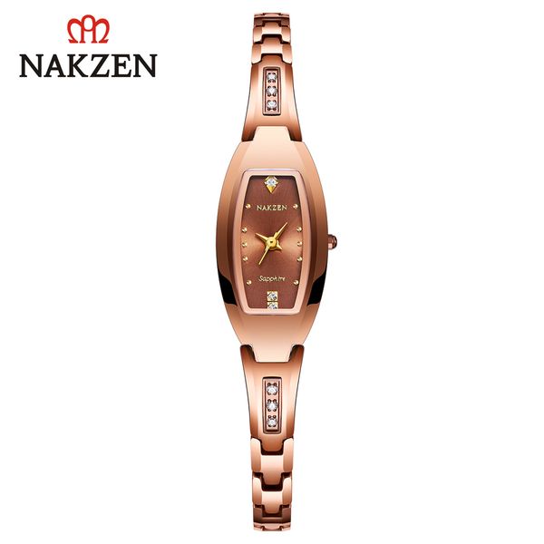 

nakzen fashion women's watch japanese movement waterproof watch diamond tungsten steel chain strap ss3013l, Slivery;brown