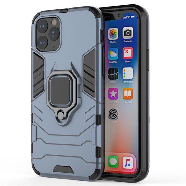 

shockproof 360 protective cover tpu pc hard back phone case kickstand fingerprint holder for iphone 11 pro max
