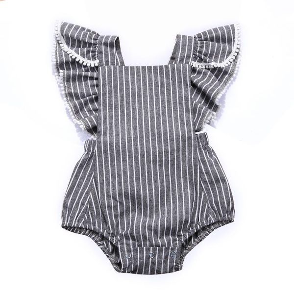 

newborn kids baby girls summer stripe ruffel romper sunsuit outfits, Blue