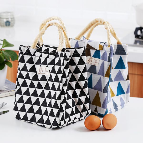 

2020 новой мода женщина теплоизолирующего lunch box сумка cotton kids tote обед контейнер cooler хранение сумка чехол, Blue;pink