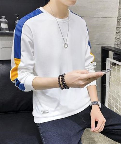 

mens designer t shirts mens crew neck long sleeve panelled color shirts mens spring fashion shirts, White;black