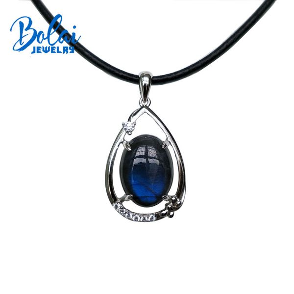 

bolaijewelry,100% natural labradorite oval 11.5*15.5mm classic pendant fine jewelry for woman anniversary party wear gift, Silver