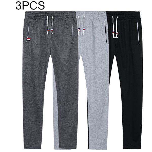 

3pcs spring autumn men's casual sports running pants solid yoga loose straight sweatpants gym workout jogging trousers, Black;blue