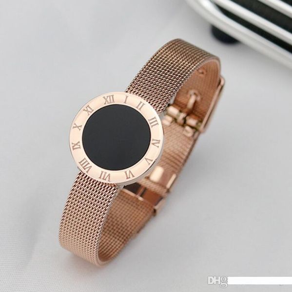 

designer jewelry titanium steel bracelets romaji black disc bracelets for women simple rose gold bangles fahsion