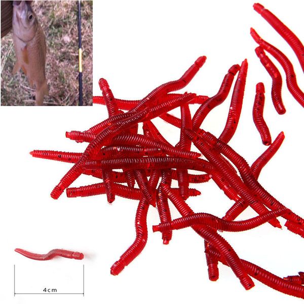 

new 100pcs 4.5cm bloodworm soft fish bionic baits pvc earthworm fish baits lures red