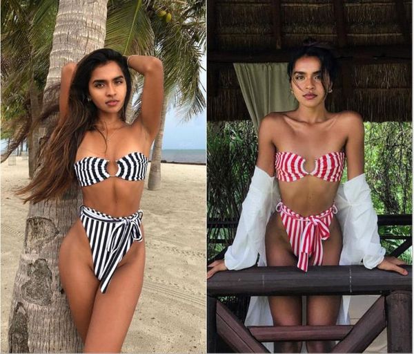 

female bikini fringes gather high waist bikini tie
