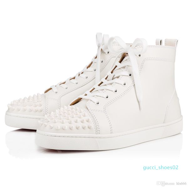 

plain leather black sheepskin sneakers luxury designer red bottom flat spikes,outdoor men dress wedding walking high trainers stud g02