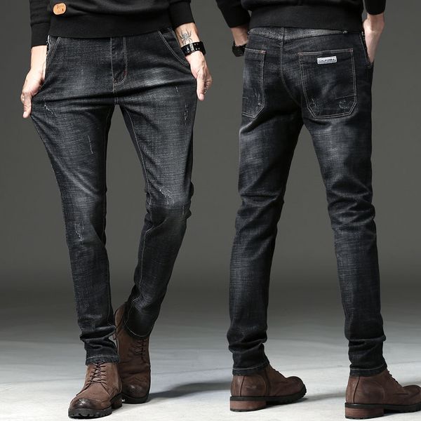 

2020 new fashion jeans men cotton denim trousers soft stretch mens pants spring straight jean, Blue